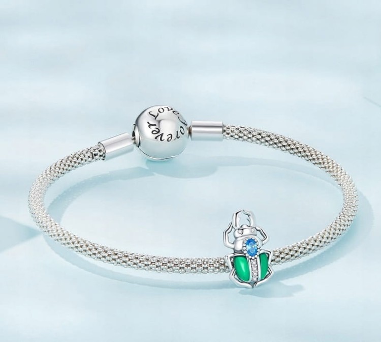 Charms do Pandora Zielony Skarabeusz Żuk SREBRO próba s925