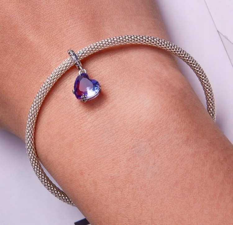 Charms do Pandora Fioletowe serce SREBRO próba s925