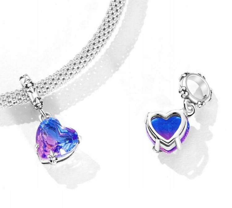Charms do Pandora Fioletowe serce SREBRO próba s925