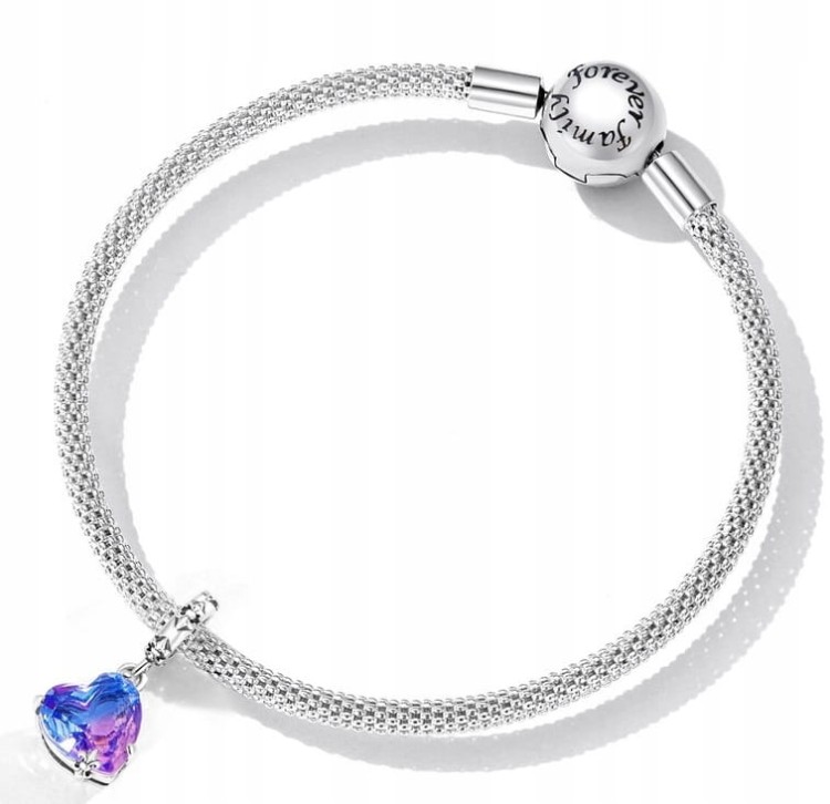 Charms do Pandora Fioletowe serce SREBRO próba s925