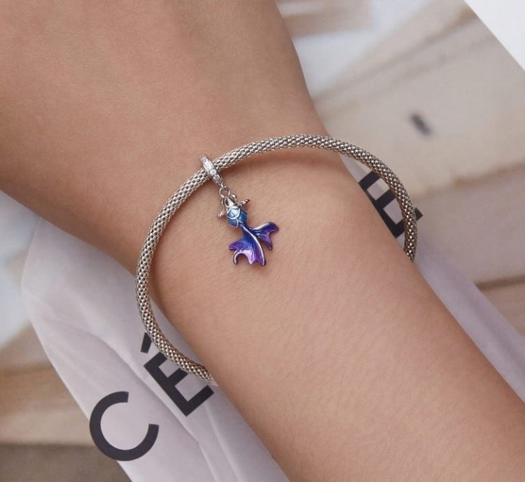 Charms do Pandra kolorowa rybka srebrna zawieszka SREBRO próba s925