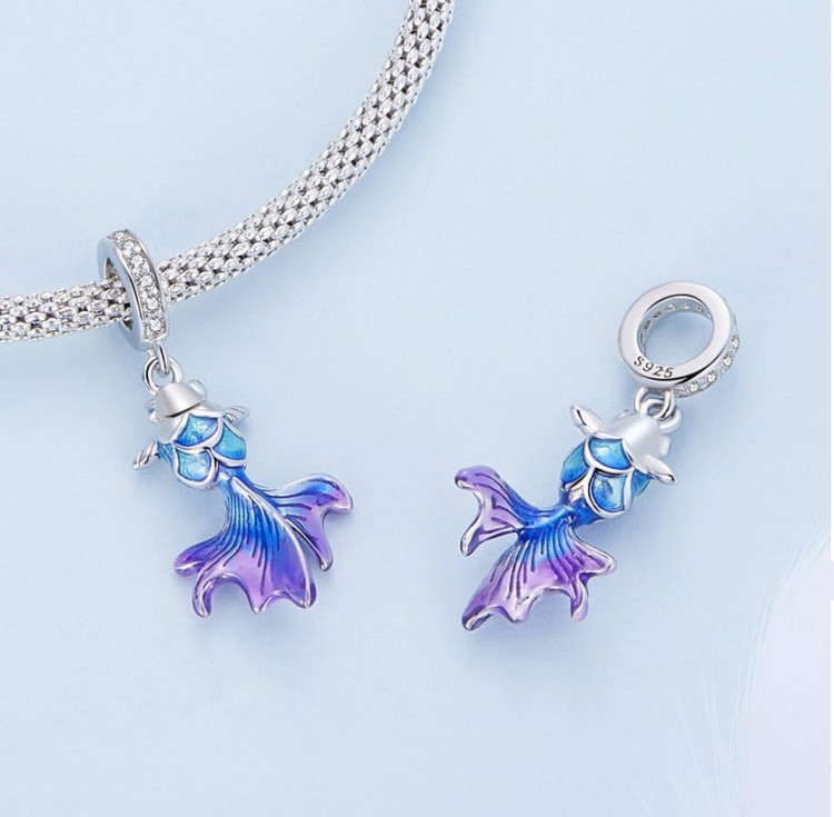 Charms do Pandra kolorowa rybka srebrna zawieszka SREBRO próba s925