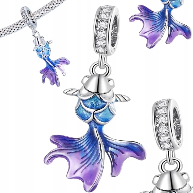 Charms do Pandra kolorowa rybka srebrna zawieszka SREBRO próba s925
