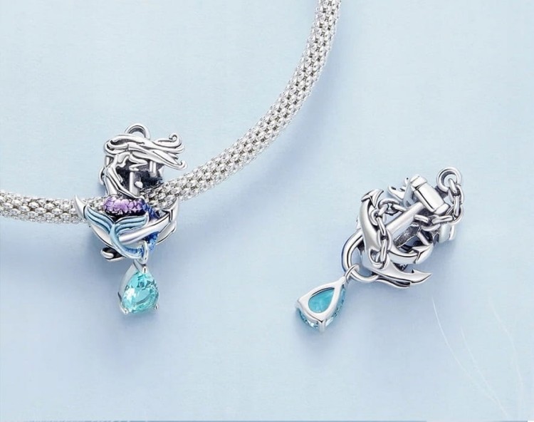 Charms do Pandora Syrenka Nimfa wodna kotwica SREBRO próba s925