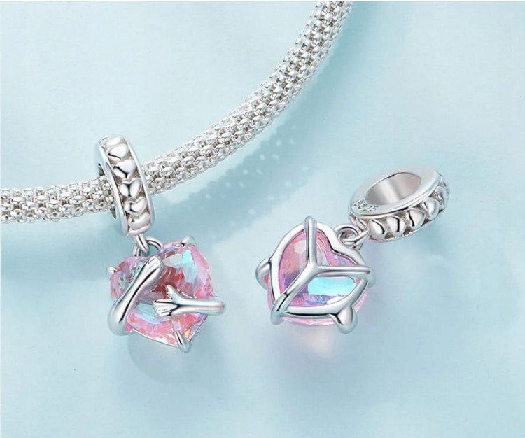 Charms do Pandora serce w objęciach SREBRO próba s925