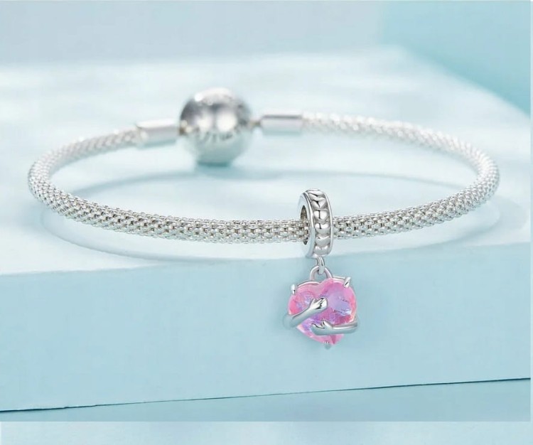 Charms do Pandora serce w objęciach SREBRO próba s925