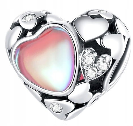 Charms do Pandora  srebrna opalizujące serce SREBRO próba s925