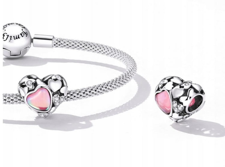 Charms do Pandora  srebrna opalizujące serce SREBRO próba s925