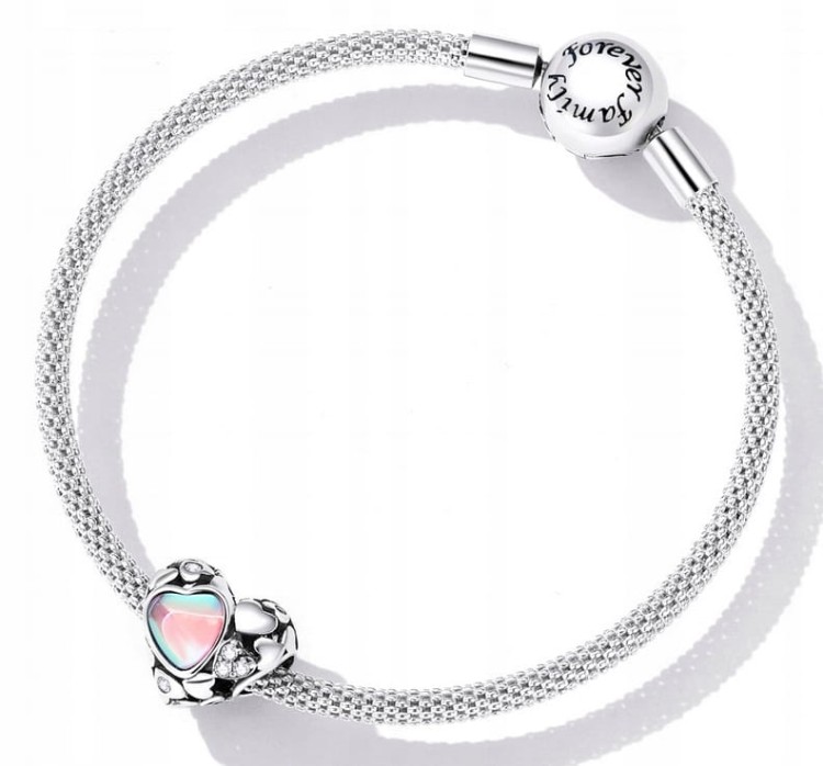 Charms do Pandora  srebrna opalizujące serce SREBRO próba s925