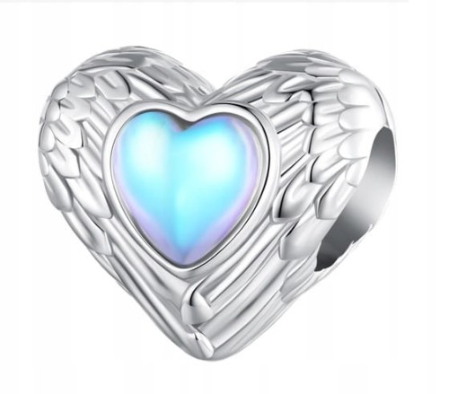 Charms do Pandora serce ze skrzydłami anioła srebrny SREBRO próba  s925