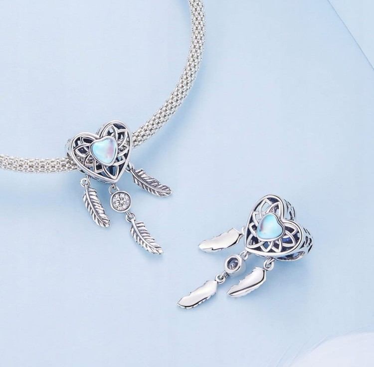 Charms do Pandora łapacz snów opalizujące Serce SREBRO próba s925