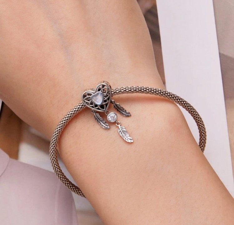 Charms do Pandora łapacz snów opalizujące Serce SREBRO próba s925
