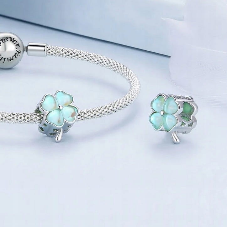 Charms do Pandora Zielona Koniczynka szczęście  SREBRO próba  s925