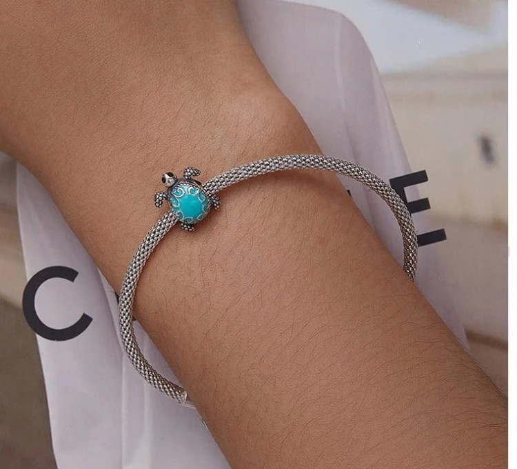 Charms do Pandora Turkusowy morski  SREBRO próba  s925