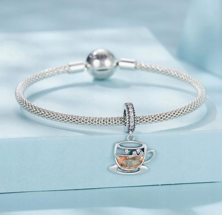 Charms do Pandora filiżanka kawy herbaty  SREBRO próba s925