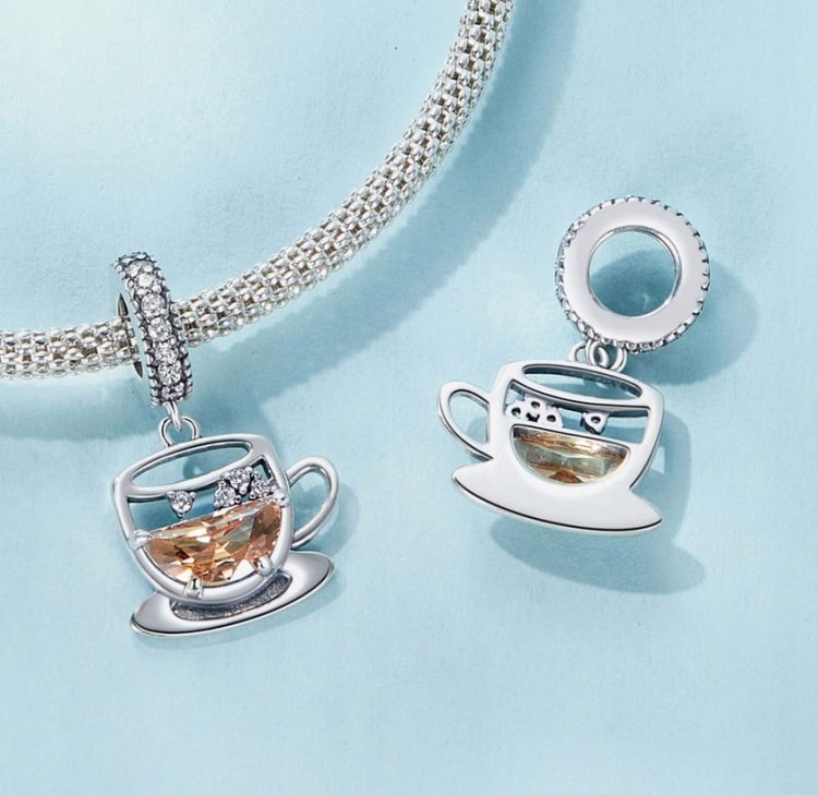 Charms do Pandora filiżanka kawy herbaty  SREBRO próba s925