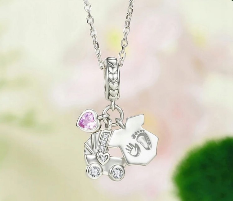 Charms do Pandora narodziny dziecka córka wózek SREBRO próba s925