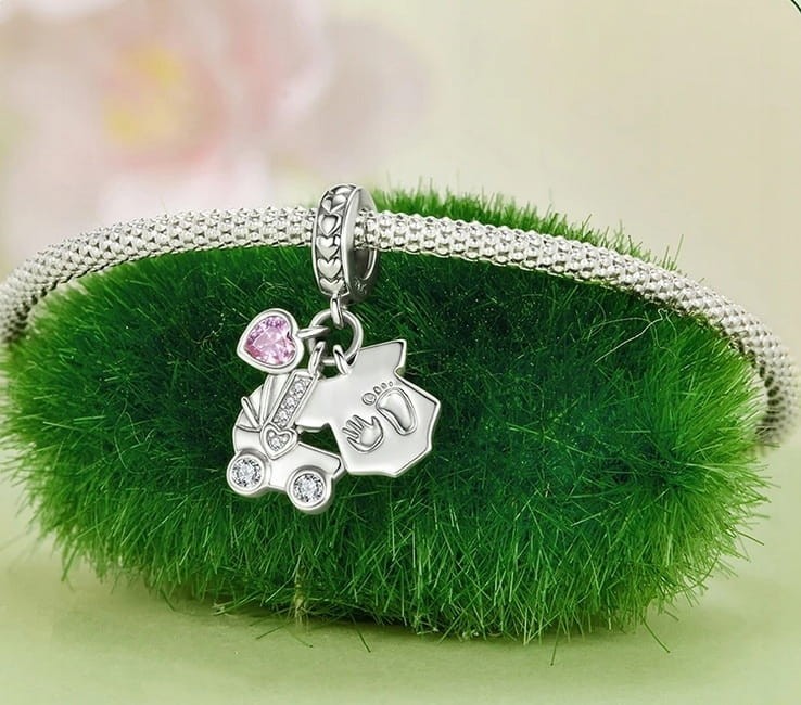 Charms do Pandora narodziny dziecka córka wózek SREBRO próba s925