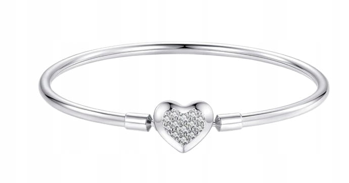 BRANSOLETKA MODUŁOWA bangle BAZA charms zawieszki SREBRO serce s925 19cm