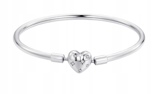BRANSOLETKA MODUŁOWA sztywna BAZA charms zawieszki SREBRO serce s925 19cm