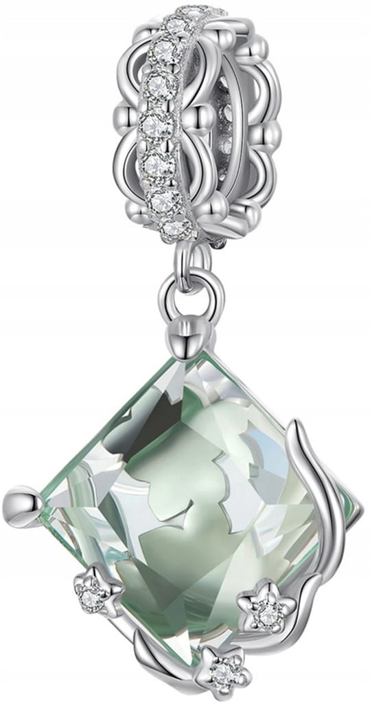 Charms do Pandora  Zielony Kryształ kwiaty SREBRO próba s925