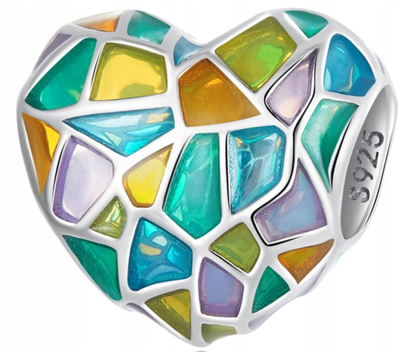 Charms do Pandora kolorowe serce SREBRO próba s925