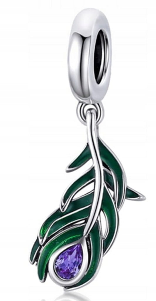 Charms do Pandora pióro pawia SREBRO próba s925