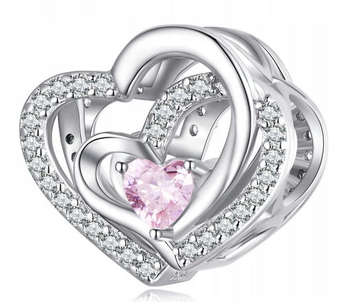 Charms do Pandora złączone serca cyrkonie  próba SREBRO s925