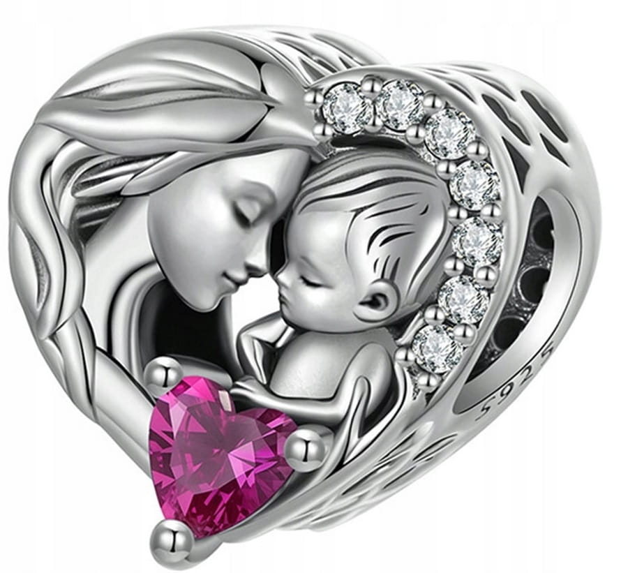 Charms do Pandora Mama i Dziecko narodziny SREBRO próba s925