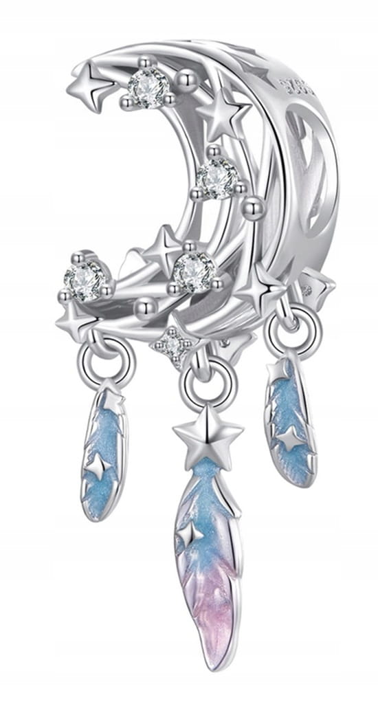 Charms do Pandora Łapacz Snów Księżyc Piórko SREBRO próba s925