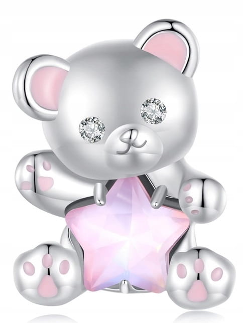 Charms do Pandora różowy MIŚ misiek charms SREBRO próba s925