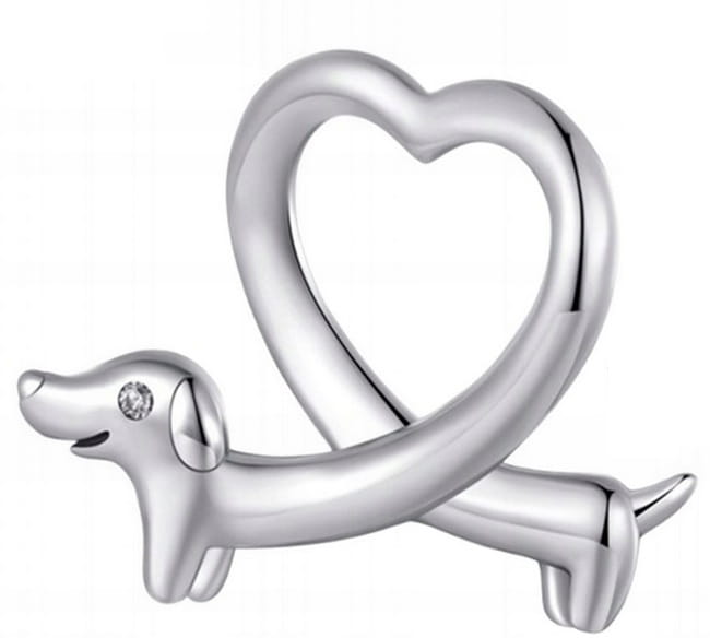 Charms do Pandora Jamnik pies pupil serce SREBRO próba s925