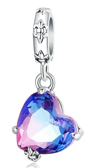 Charms do Pandora Fioletowe serce SREBRO próba s925
