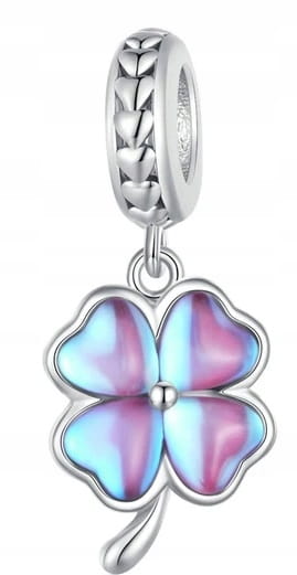 Charms do Pandora opalizująca koniczynka na szczęście SREBRO próba s925